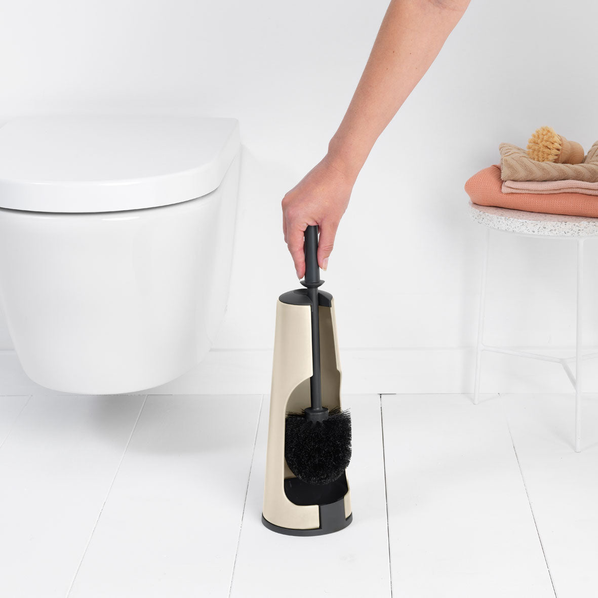 ReNew Toilet Brush and Holder-Beige Range - The Organised Store