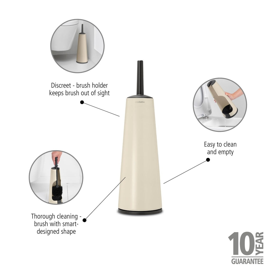 ReNew Toilet Brush and Holder-Beige Range - The Organised Store