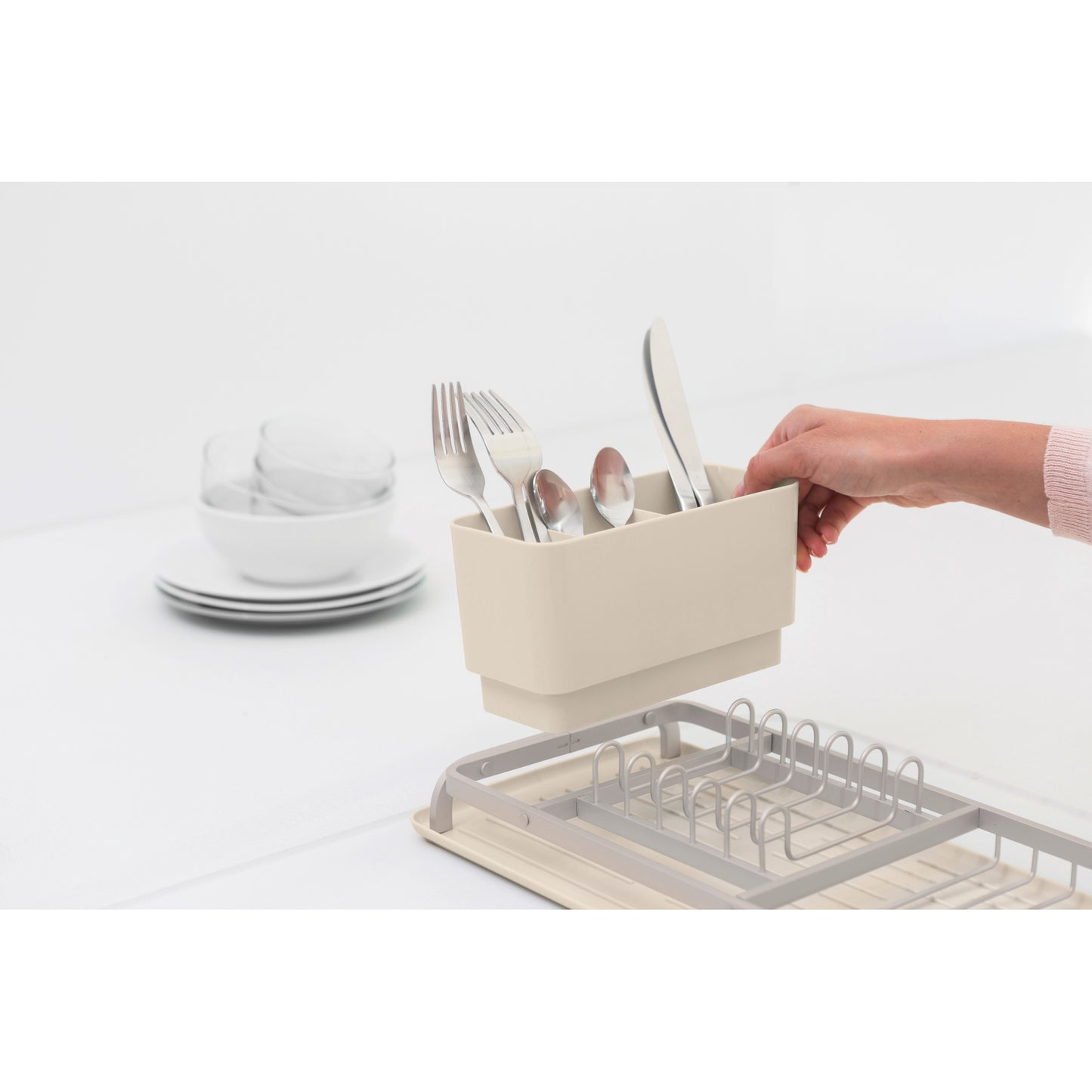 SinkSide Compact Dish Drying Rack - Soft Beige - The Organised Store