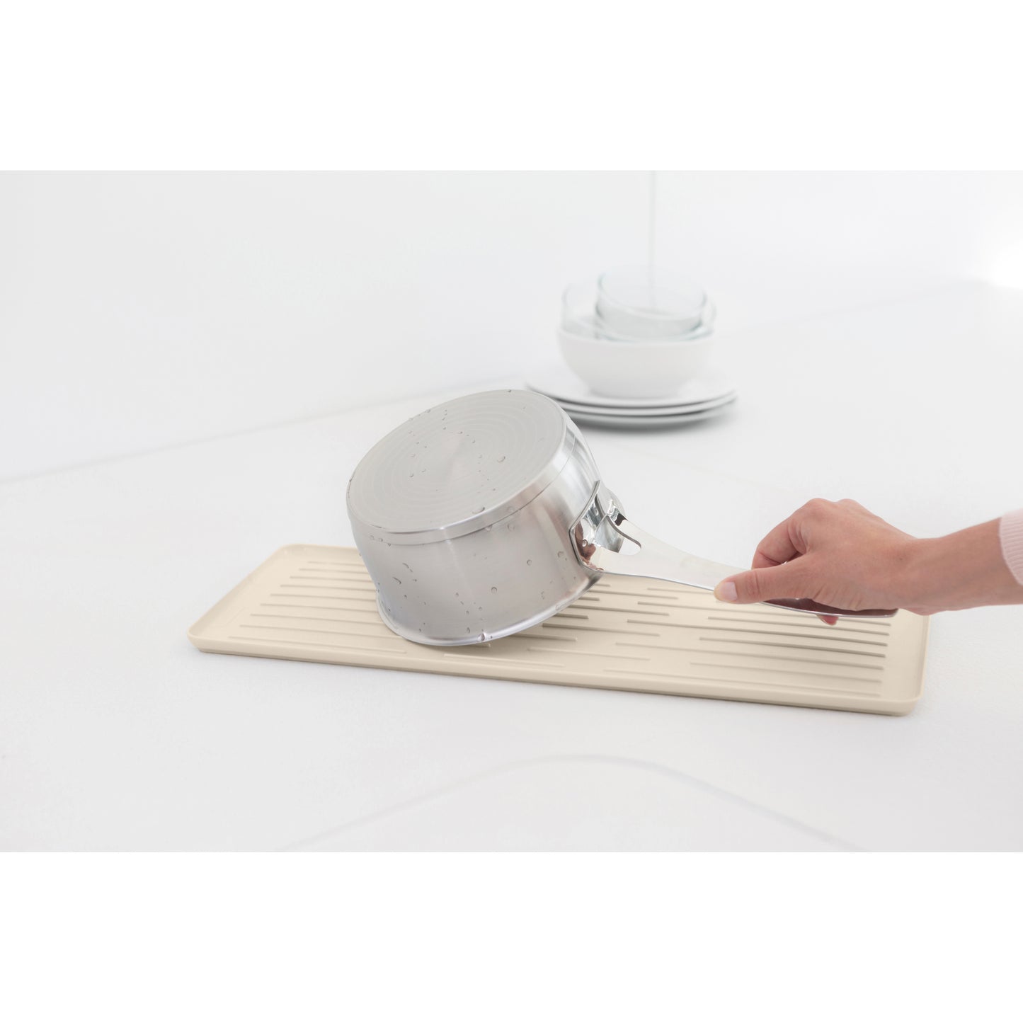 SinkSide Compact Dish Drying Rack - Soft Beige - The Organised Store