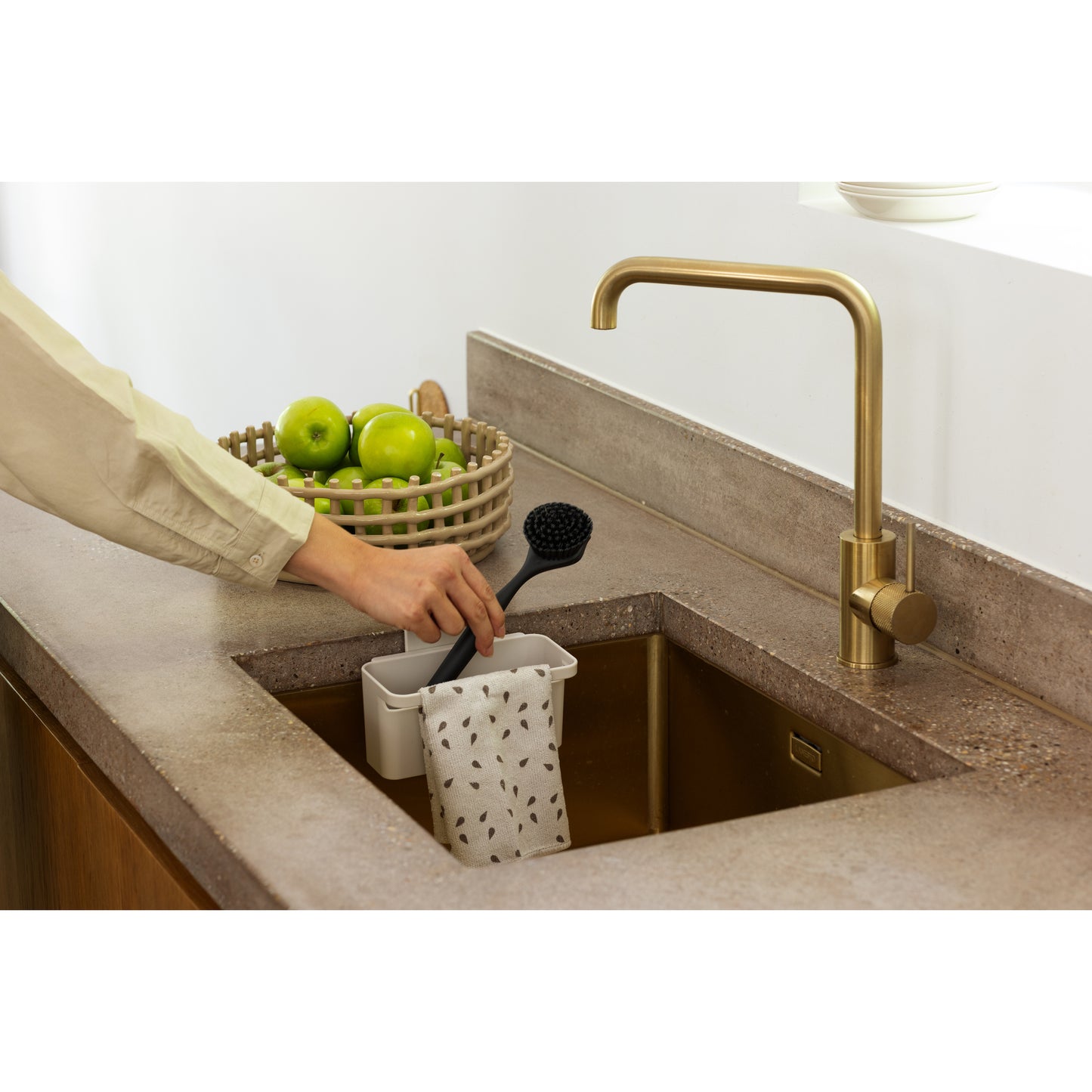 In- Sink Organiser- Sink Side -Soft Beige - The Organised Store