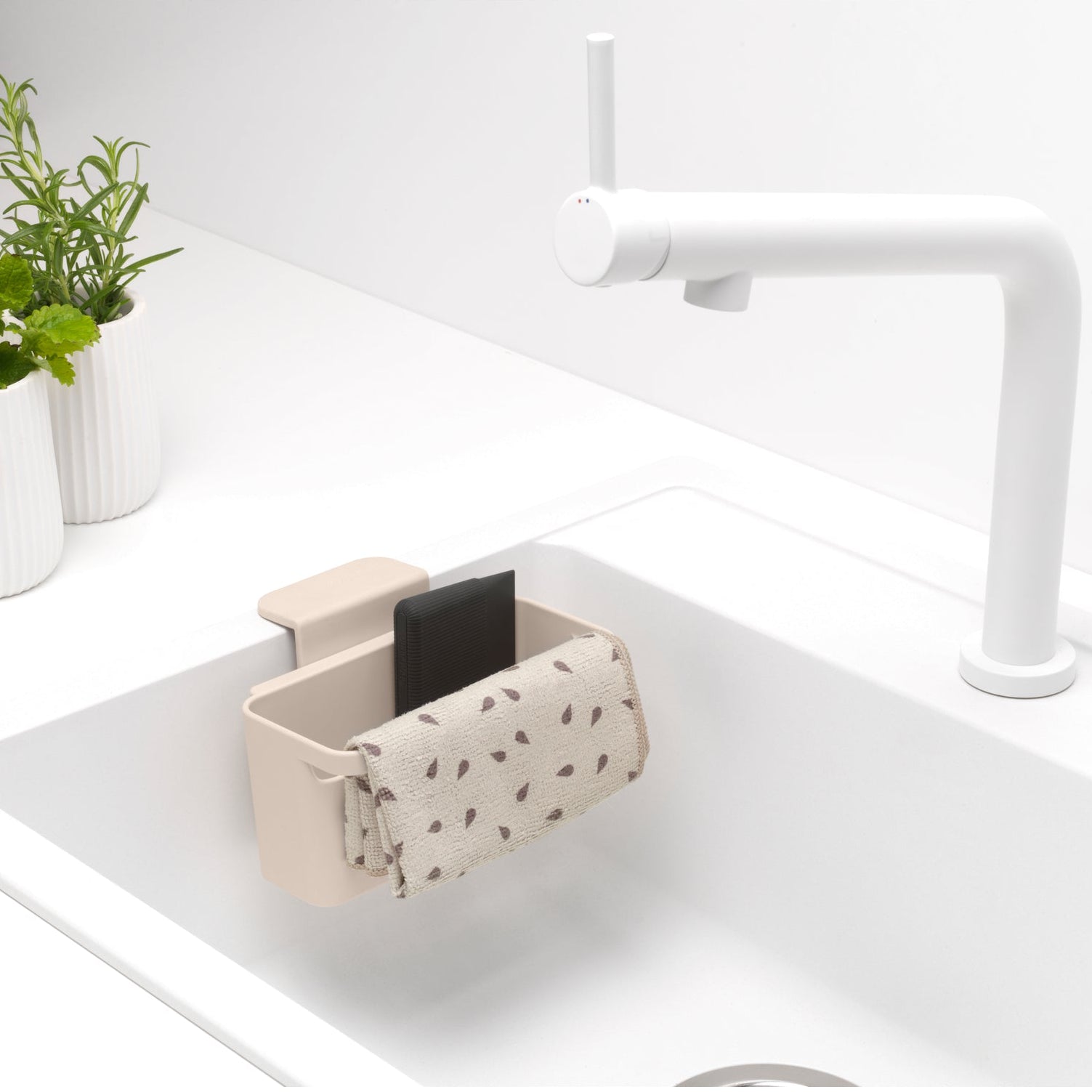 In- Sink Organiser- Sink Side -Soft Beige - The Organised Store