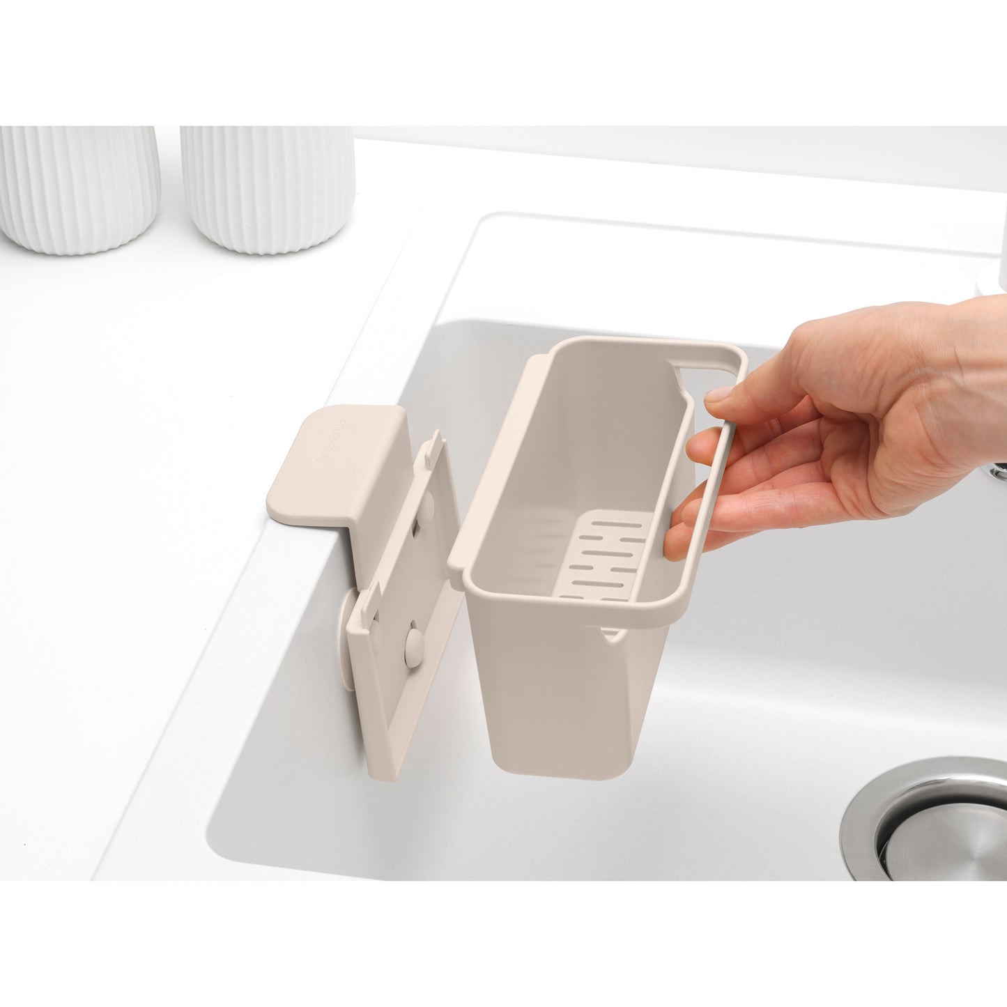 In- Sink Organiser- Sink Side -Soft Beige - The Organised Store