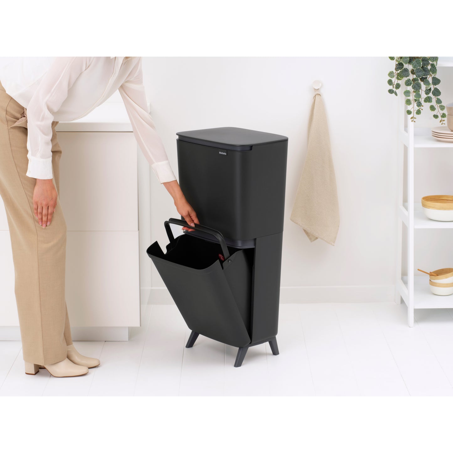SortUp Recycle Bin Hi- 10+10+25L- Dark Grey
