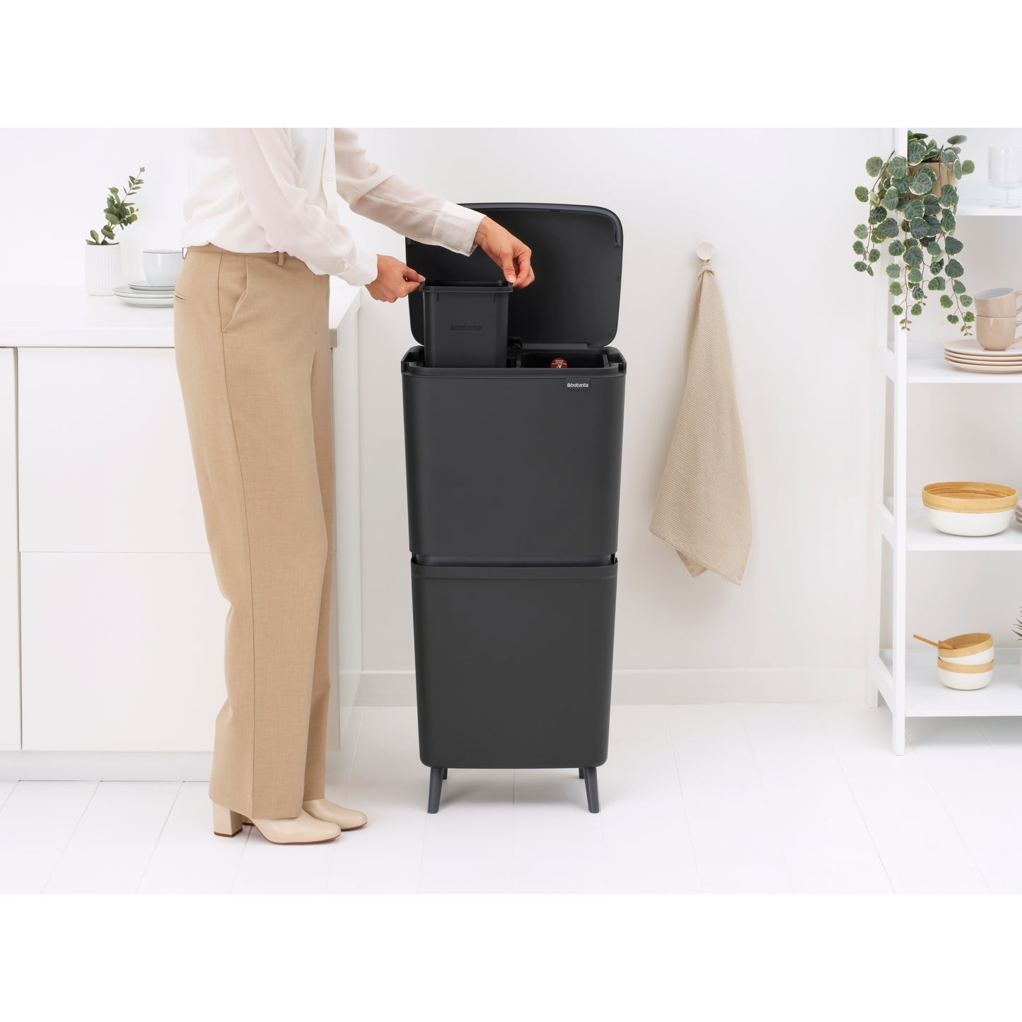 SortUp Recycle Bin Hi- 10+10+25L- Dark Grey