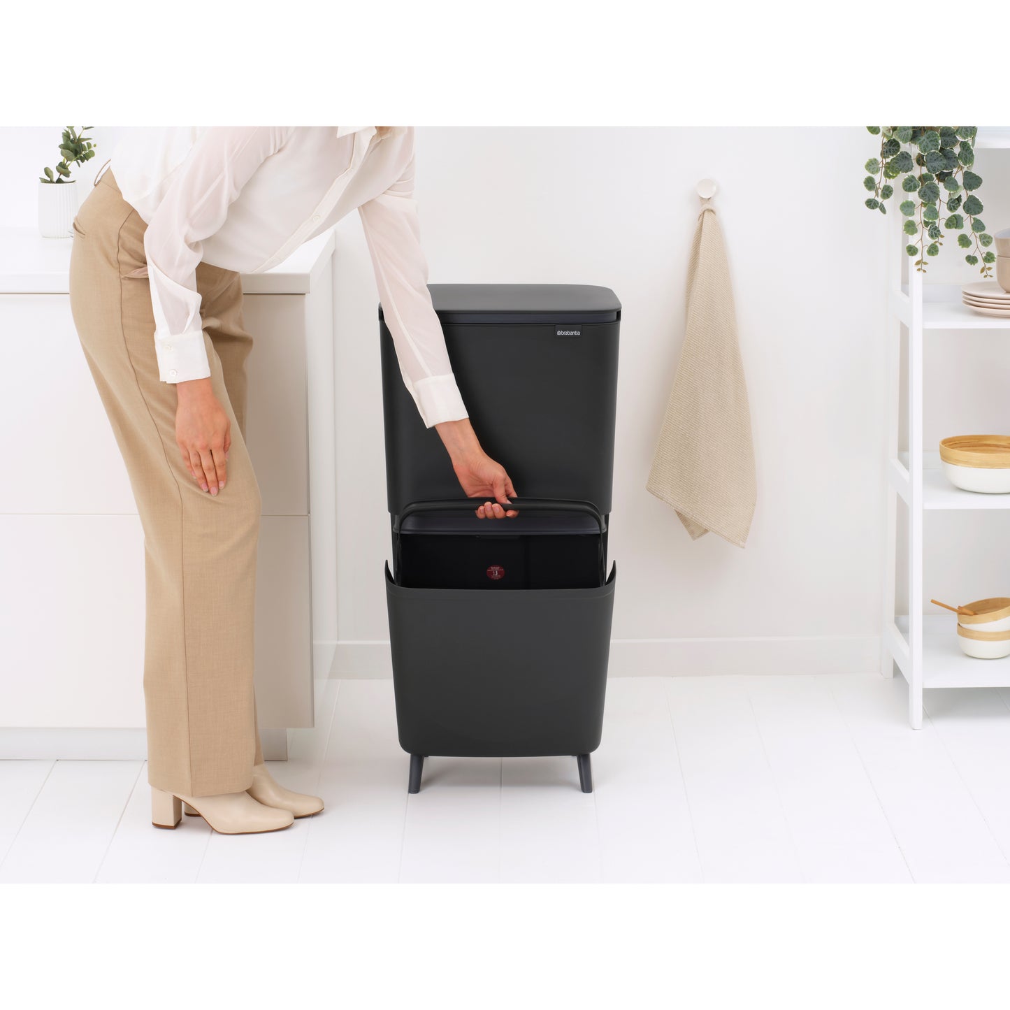 SortUp Recycle Bin Hi- 10+10+25L- Dark Grey