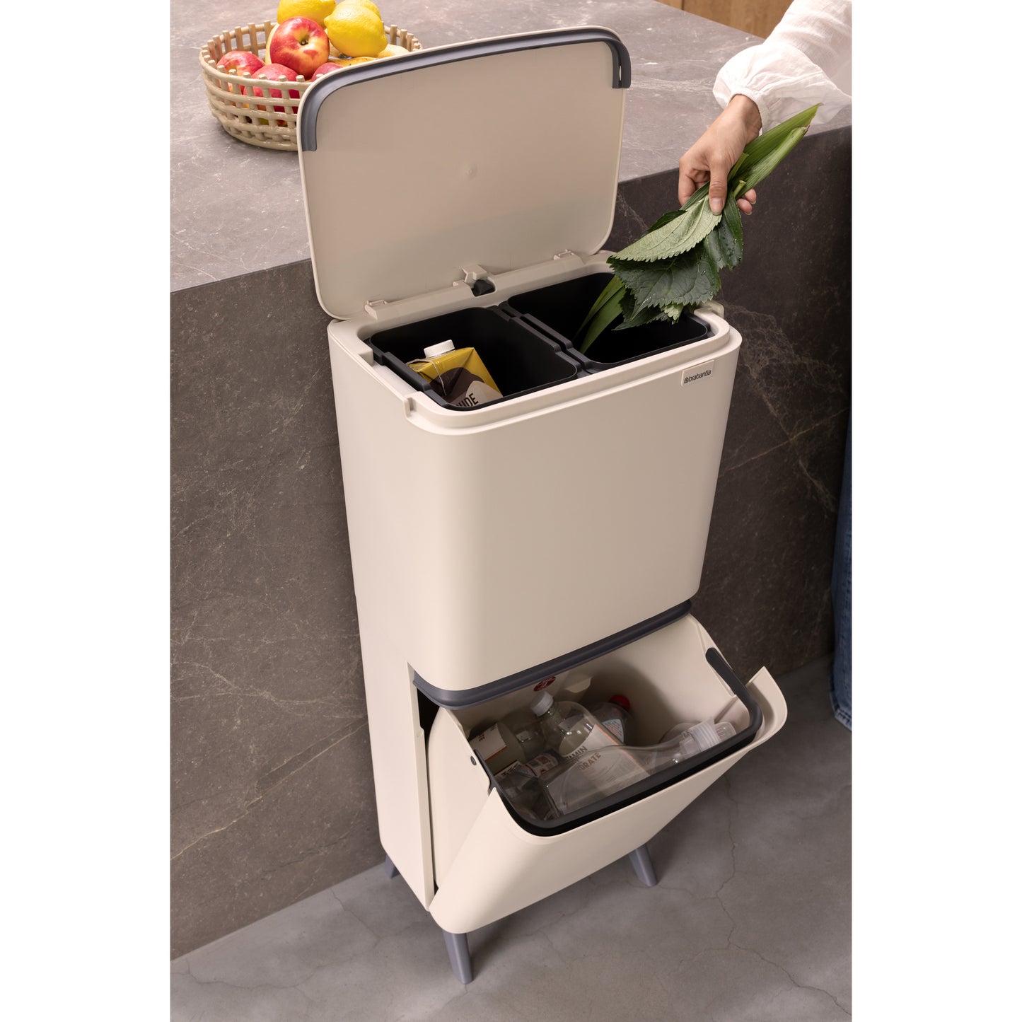 SortUp Recycle Bin -Hi- 10+10+25 litre - Soft Beige