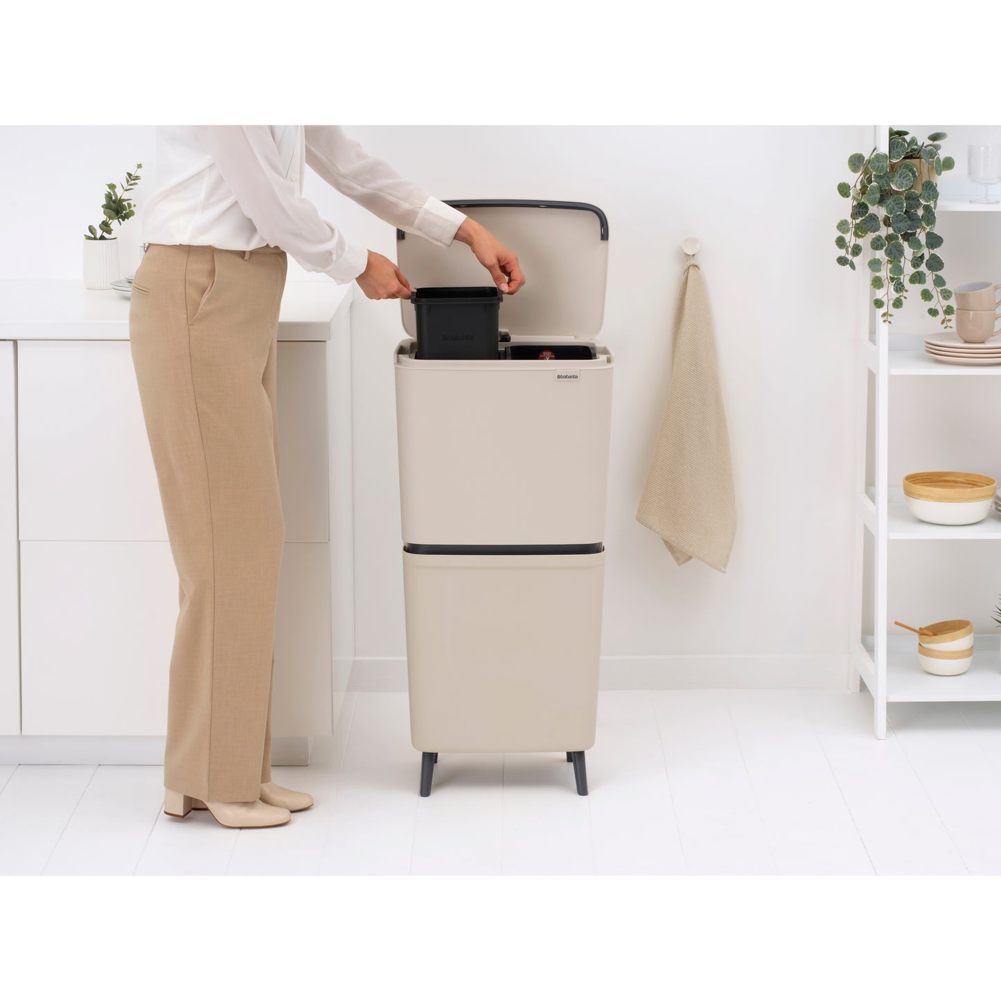SortUp Recycle Bin -Hi- 10+10+25 litre - Soft Beige