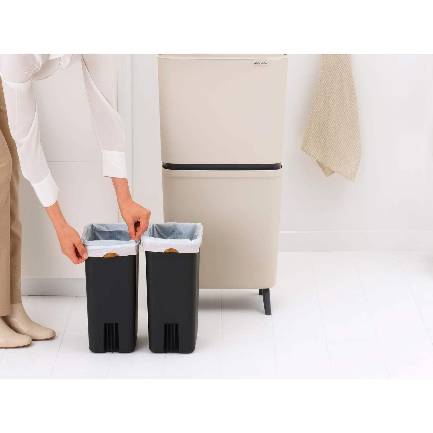 SortUp Recycle Bin -Hi- 10+10+25 litre - Soft Beige