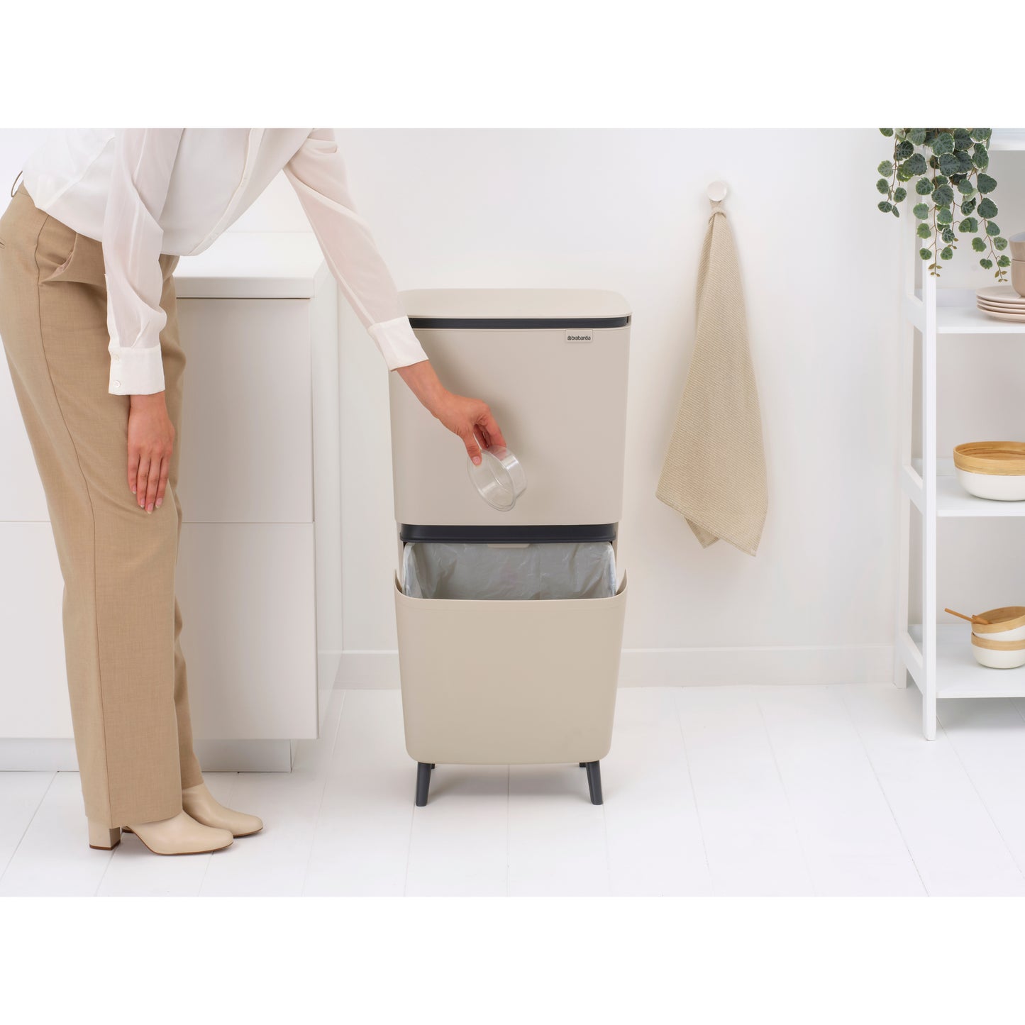 SortUp Recycle Bin -Hi- 10+10+25 litre - Soft Beige