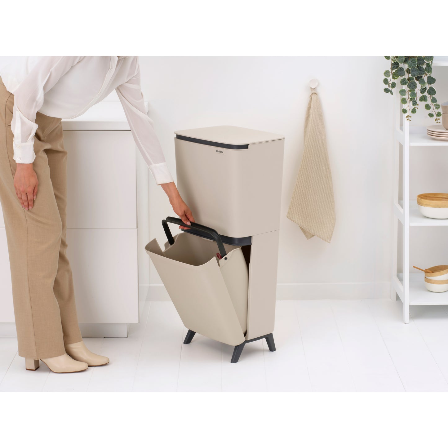 SortUp Recycle Bin -Hi- 10+10+25 litre - Soft Beige
