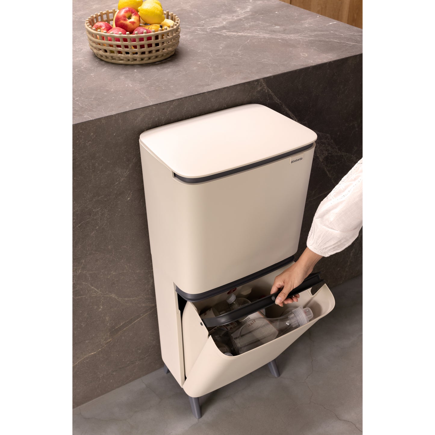 SortUp Recycle Bin -Hi- 10+10+25 litre - Soft Beige