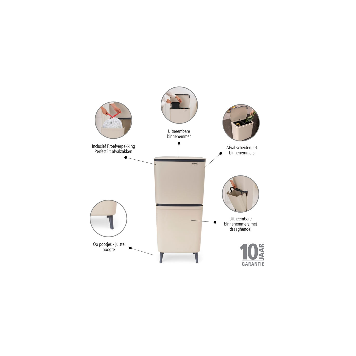 SortUp Recycle Bin Hi Twin Beige