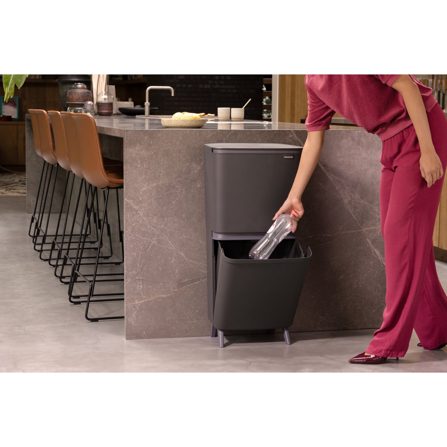 SortUp Recycle Bin Hi- 20+25L-Dark Grey