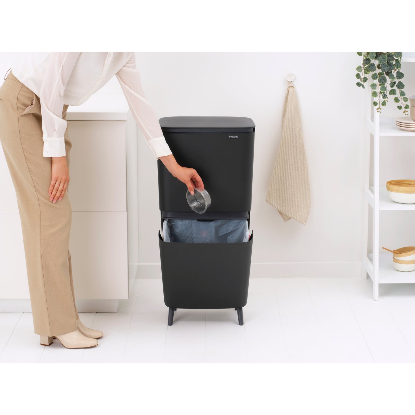 SortUp Recycle Bin Hi- 20+25L-Dark Grey