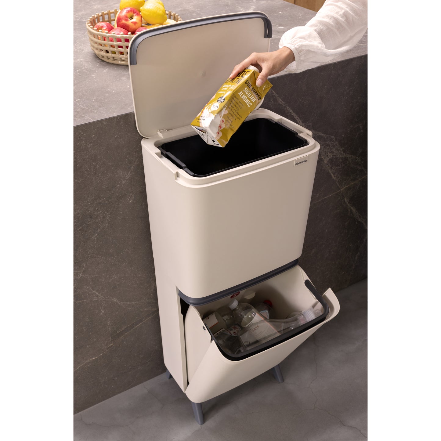 SortUp Recycle Bin Hi 20+25 litre - Soft Beige
