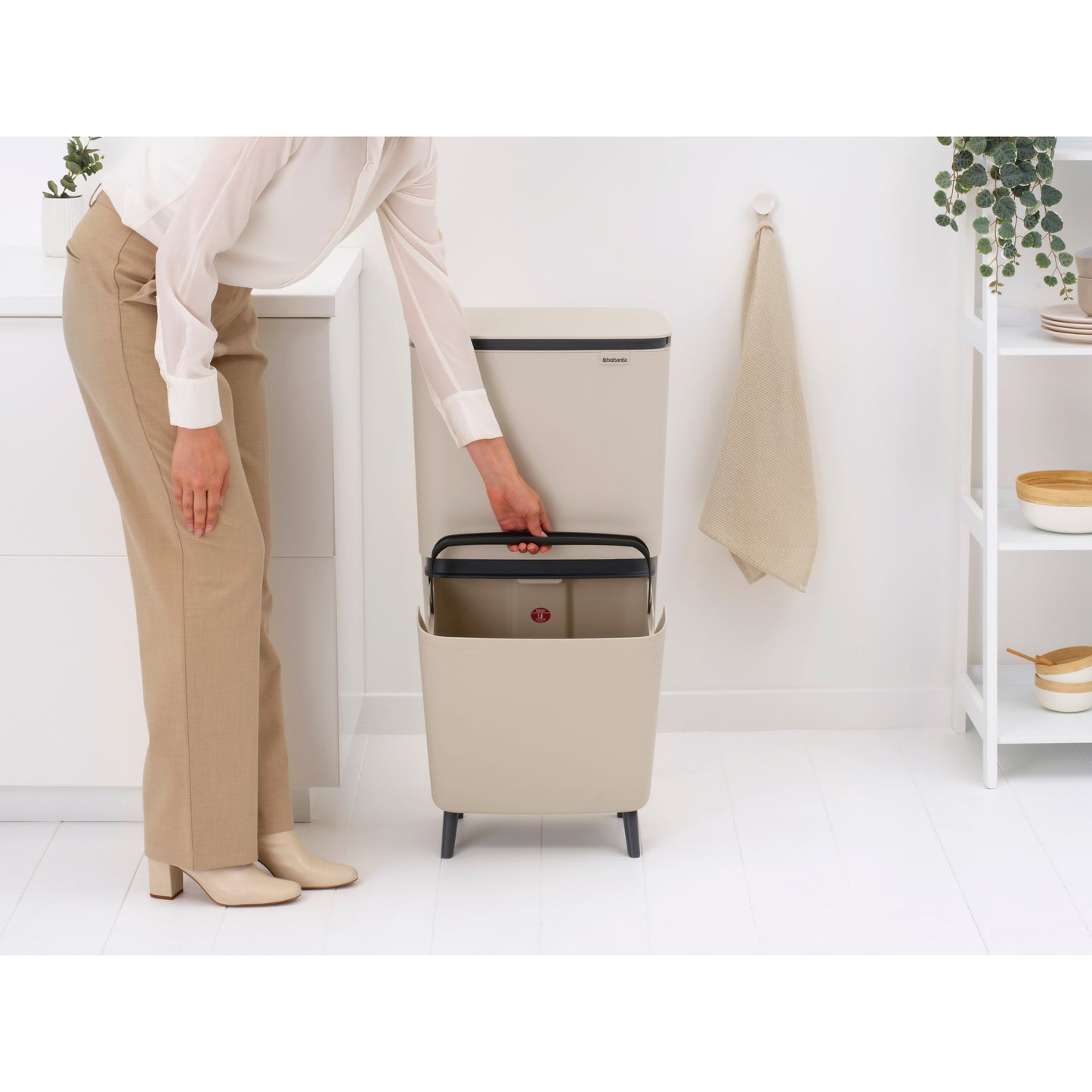 SortUp Recycle Bin Hi 20+25 litre - Soft Beige