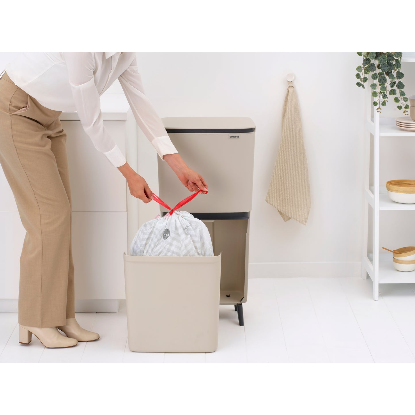 SortUp Recycle Bin Hi 20+25 litre - Soft Beige