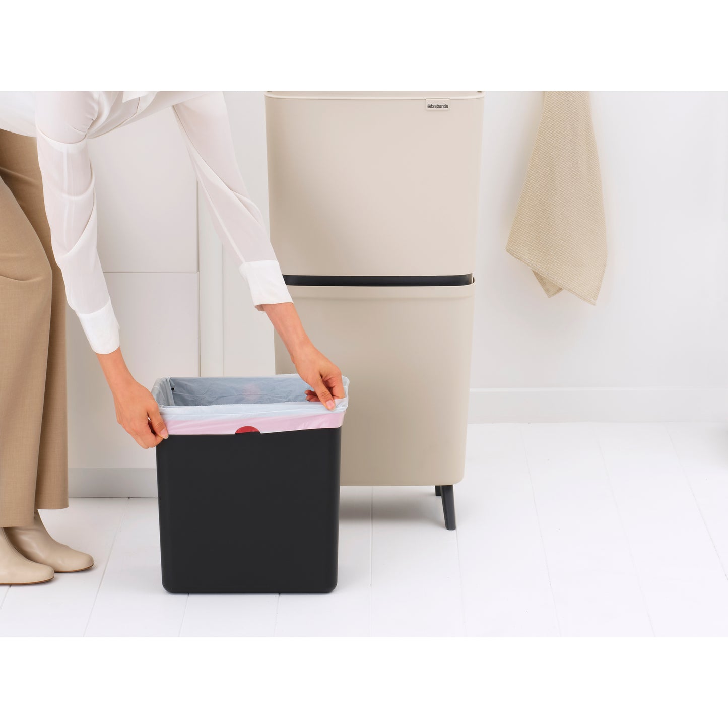 SortUp Recycle Bin Hi 20+25 litre - Soft Beige