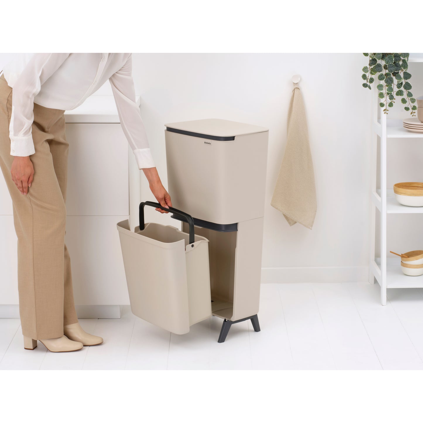 SortUp Recycle Bin Hi 20+25 litre - Soft Beige