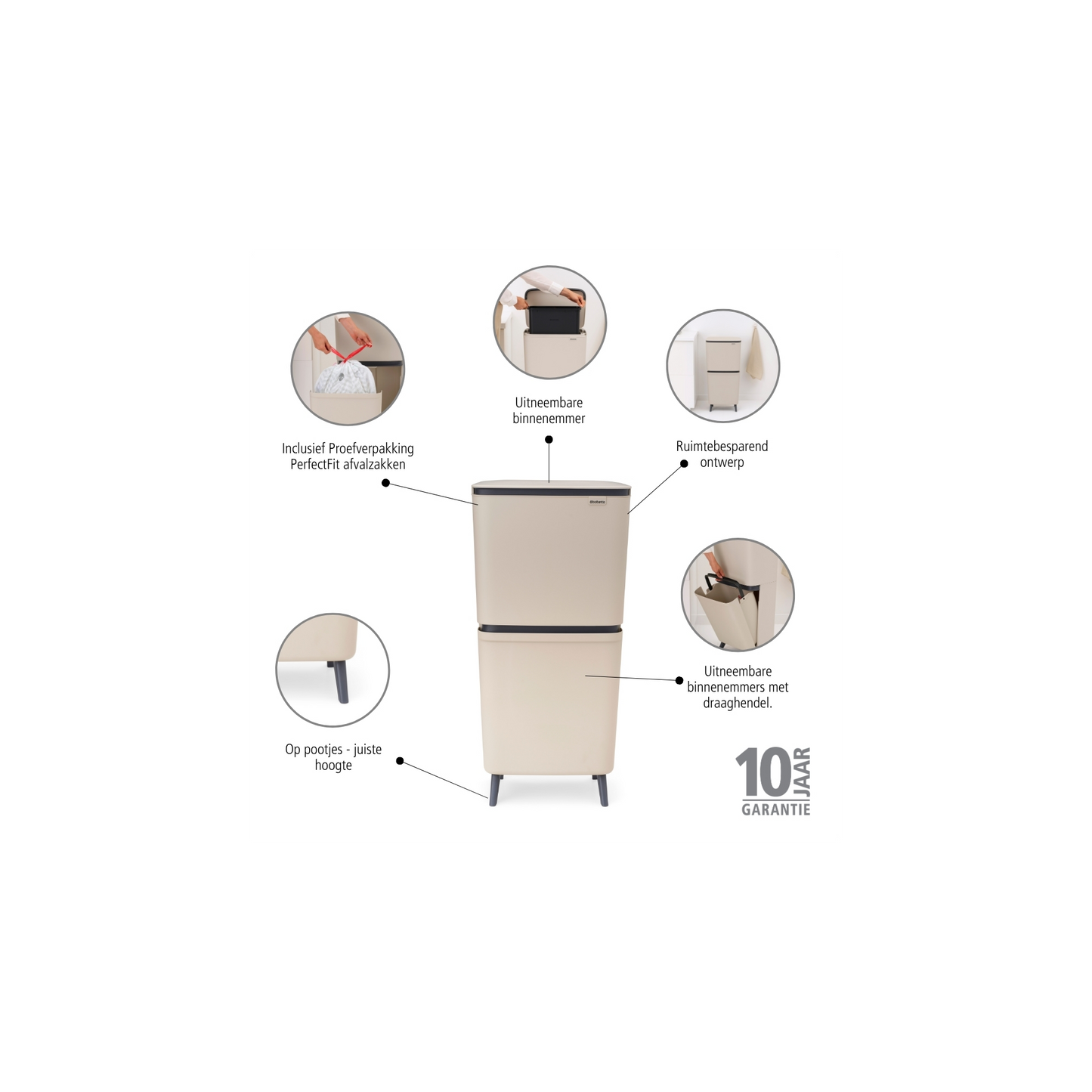 SortUp Recycle Bin Hi Beige