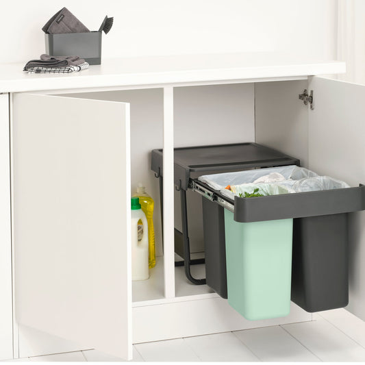 NEW SORT & GO BUILT-IN BIN 10+10+20 litre - Dark Grey - The Organised Store