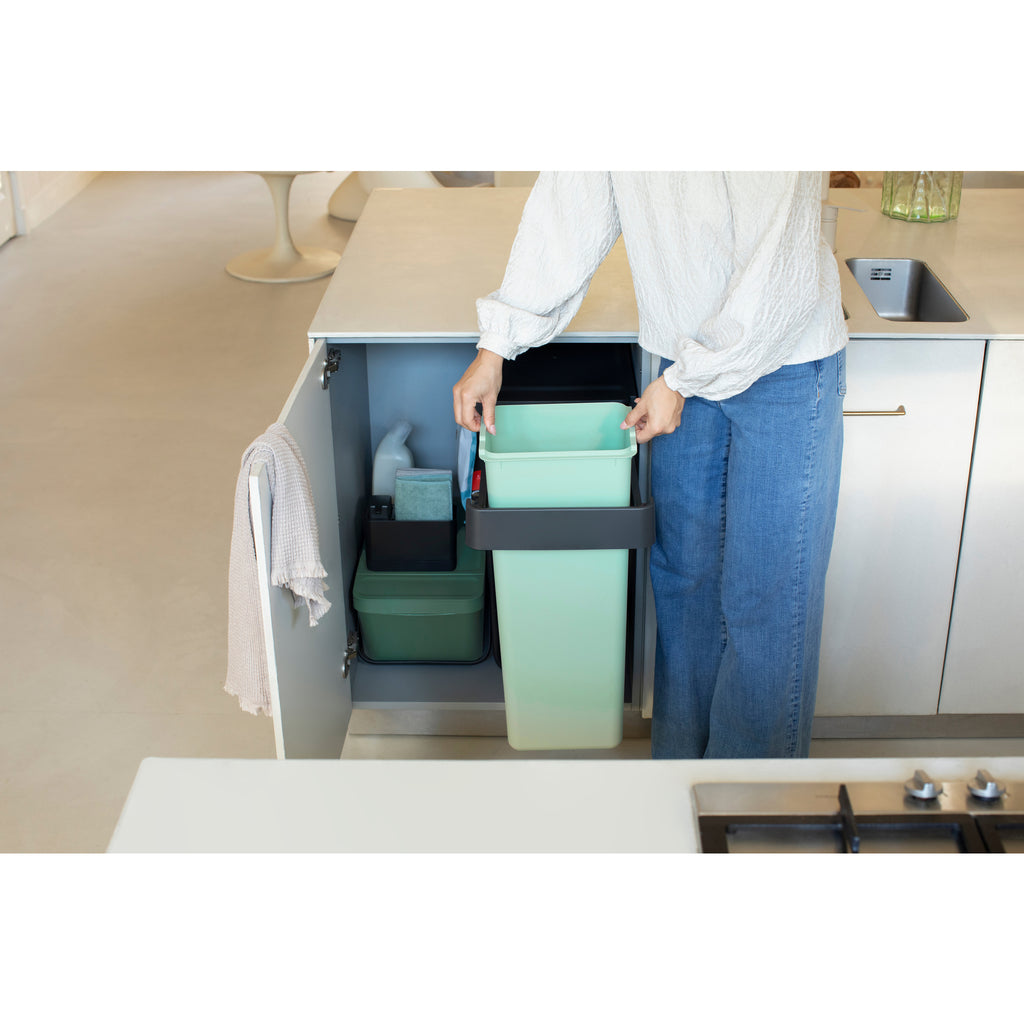 Inbin NEW SORT & GO BUILT-IN BIN - 2x30 litre - Dark Grey | The Organised Store