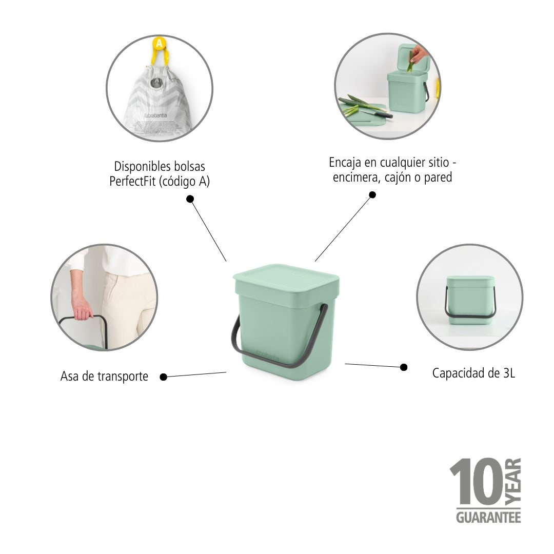 Sort & Go Waste Bin 3L - The Organised Store