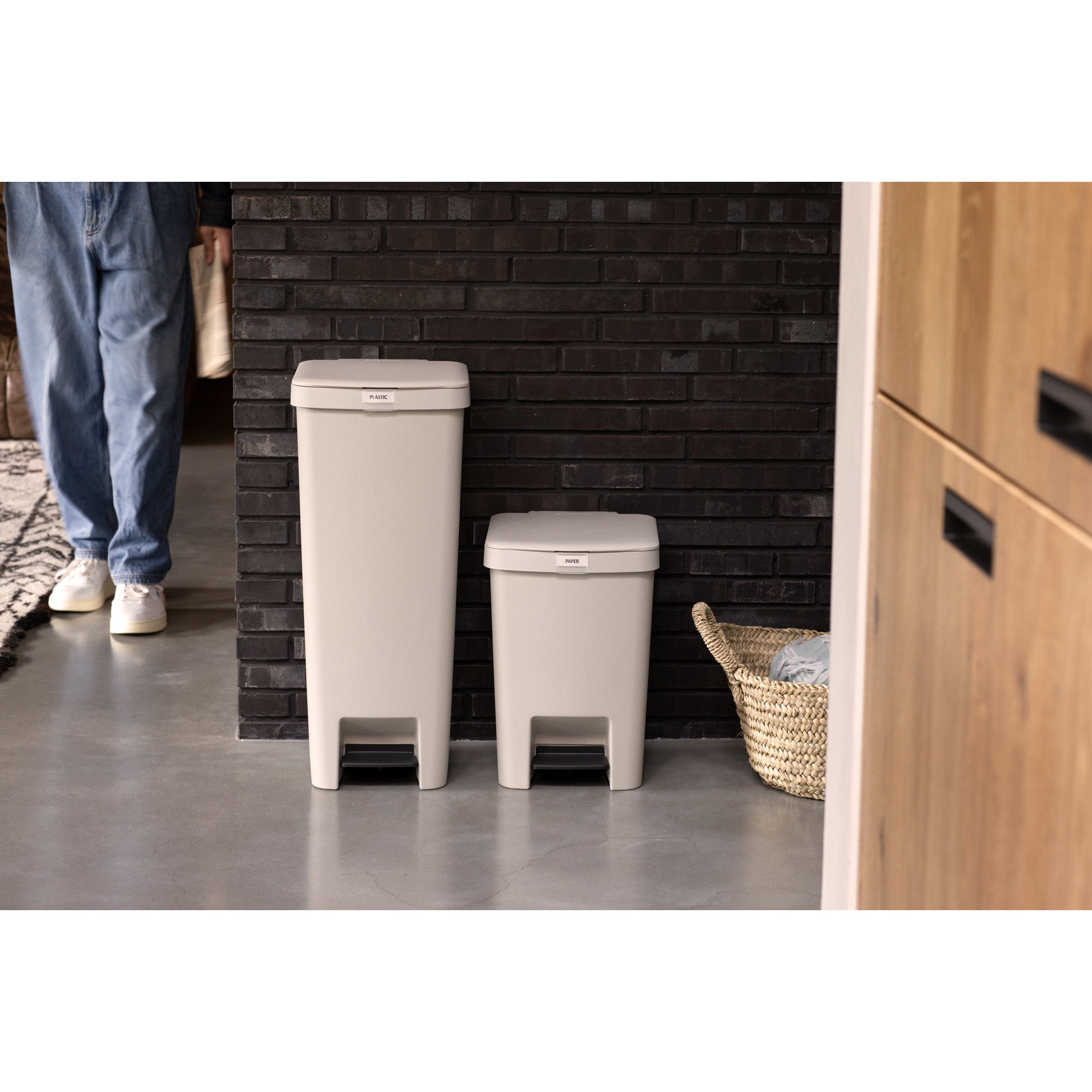 Step Up Pedal Bin- 25 litre - Soft Beige - The Organised Store