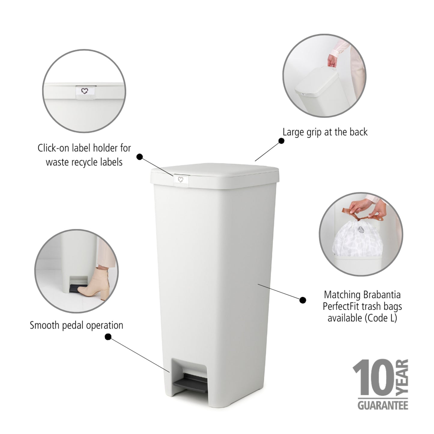 Step Up Pedal Bin- 40L-Various Colours