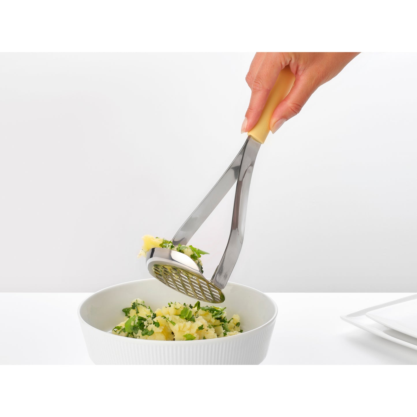 Tasty Potato Masher Plus Spoon, Honey Yellow