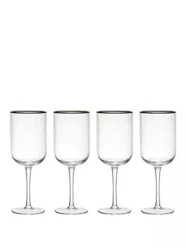 Mikasa Sorrento 4-Piece Crystal White Wine Glass Set, 400ml