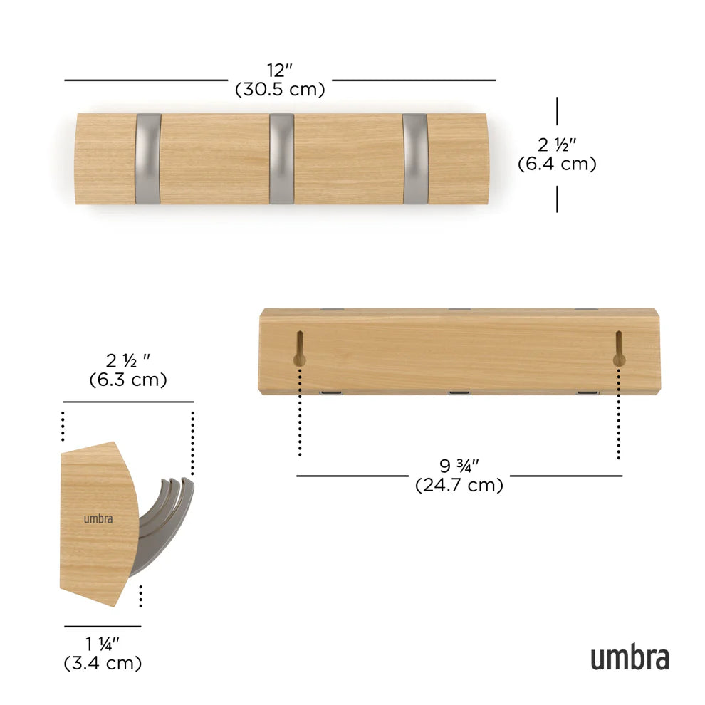 Flip 3 Wall Hook- Natural - The Organised Store