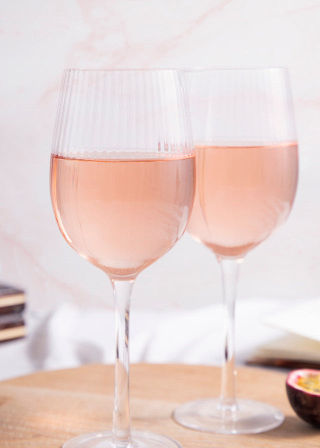 BarCraft Set of 2 Ridged Wine Glasses
