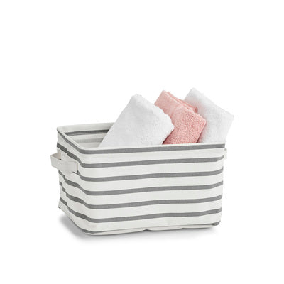 Storage Basket "Stripes", Canvas - Grey - Various Sizes