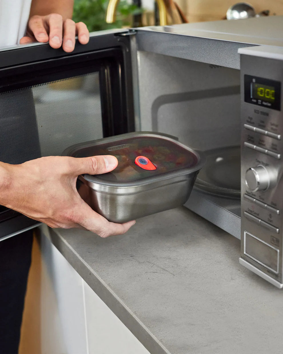 B+B Steel Lunch Box - Grey/Red - Various Sizes