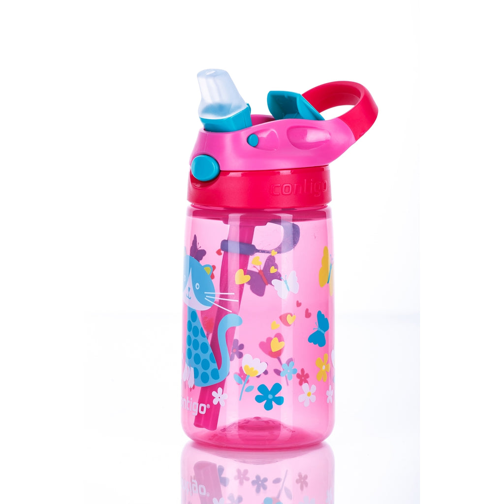 Gizmo Flip Kids Water Bottle With Straw 420ml - Cherry Cat