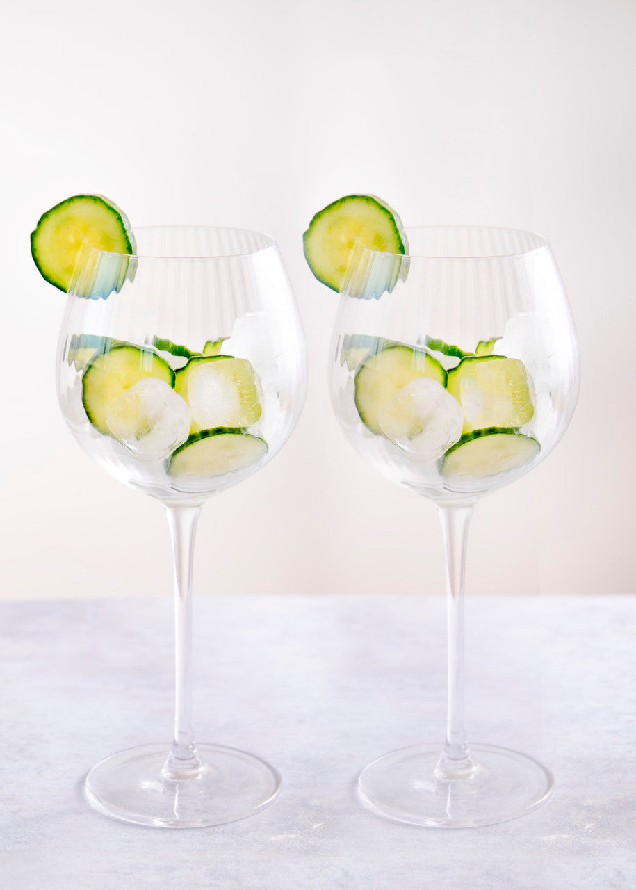 BarCraft Set of 2 Ridged Balloon Glasses