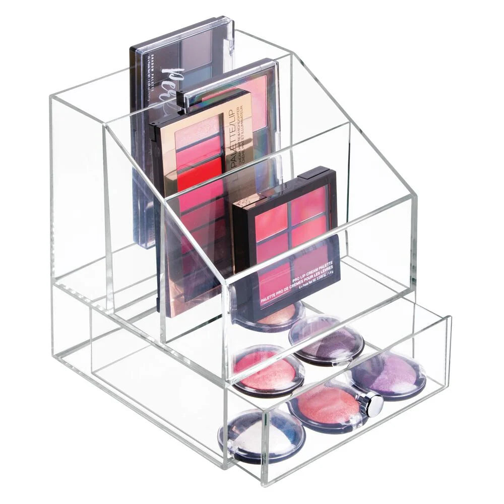 Cosmetic Palette Organiset- Multi Compartment with Drawer - Clear