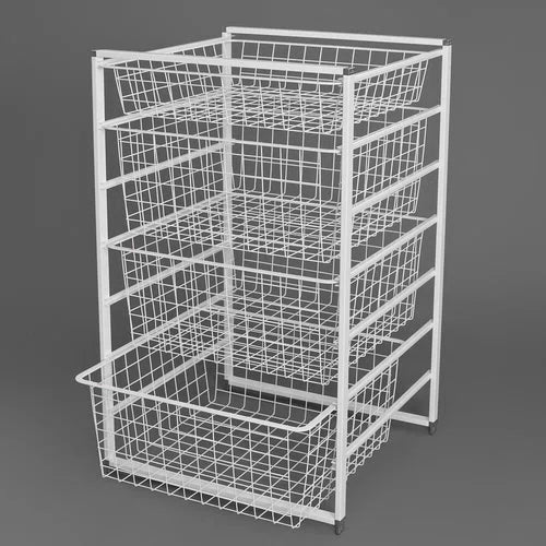 Drawer System Kit- Wire Baskets- 7 Runner-Mini Depth 45cm- Width 45cm-H: 74 white