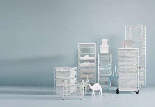Drawer System Kit- Wire Baskets- 7 Runner-Mini Depth 45cm- Width 45cm-H: 74 white