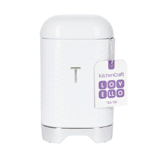 Lovello Retro Tea Canister with Geometric Textured Finish - Ice White
