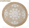 Creative Tops Hessian Placemats, Set of 4, White Mandala Design