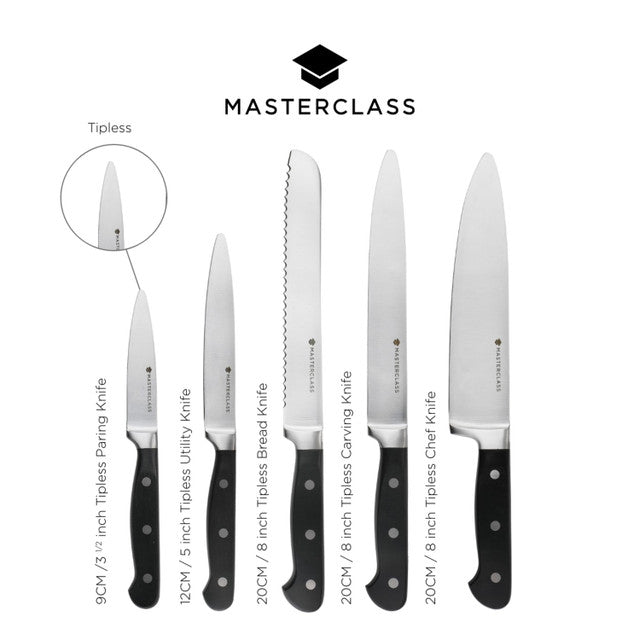 MasterClass Tipless Knife Block, 5 Piece Set