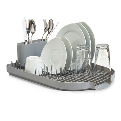 Dish Drain Rack, Metal/Plastic - Grey