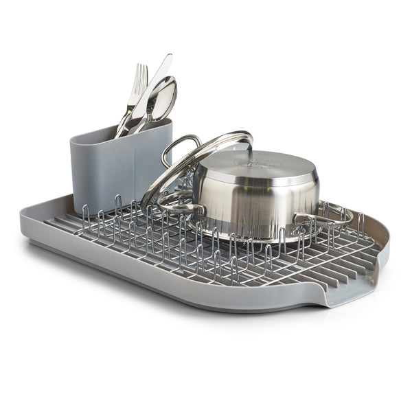 Dish Drain Rack, Metal/Plastic - Grey