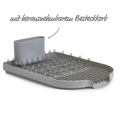 Dish Drain Rack, Metal/Plastic - Grey