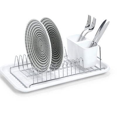 Dish Drain Rack, Metal/Plastic - White