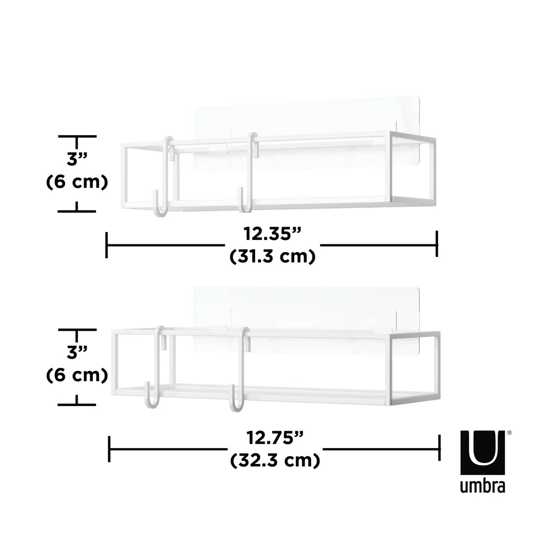 Cubiko Adhesive Shower Bins, Set of 2
