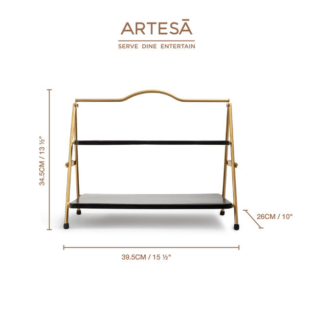 Artesà 2 Tier Gold and Black Metal Serving Stand